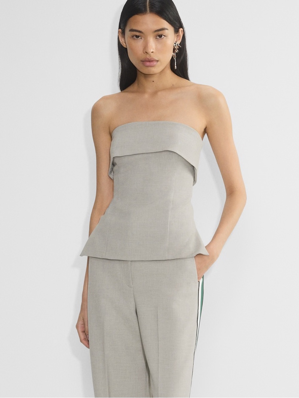 Aritzia Babaton Heather Ashen Element Tube Top Bustier lined back zipper Size 0